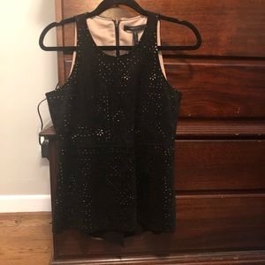 BCBG maxazaria black faux suede peplum tank XS